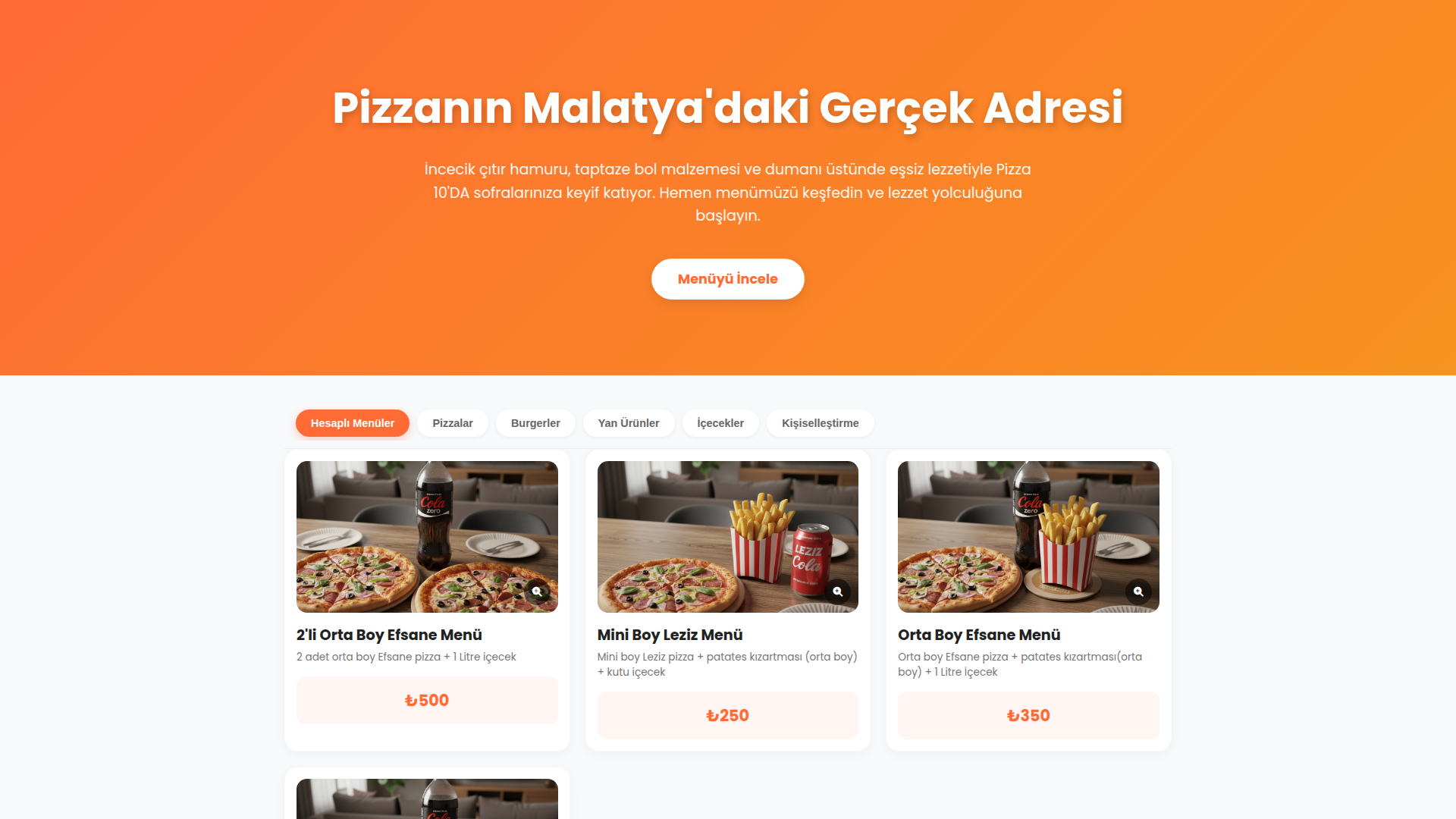 Pizza 10'da Website